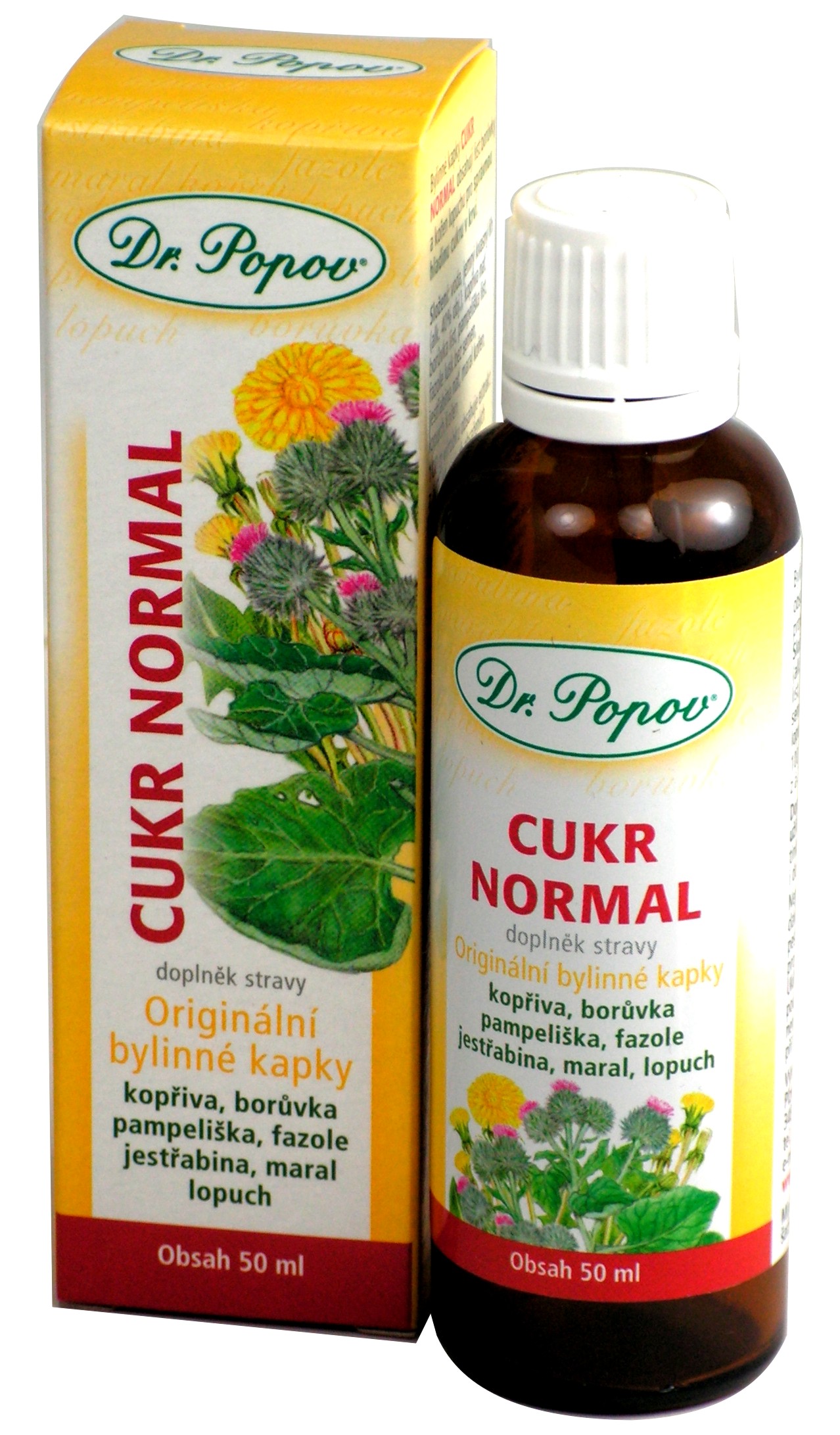 Cukr normal, originální bylinné kapky, 50 ml Dr. Popov