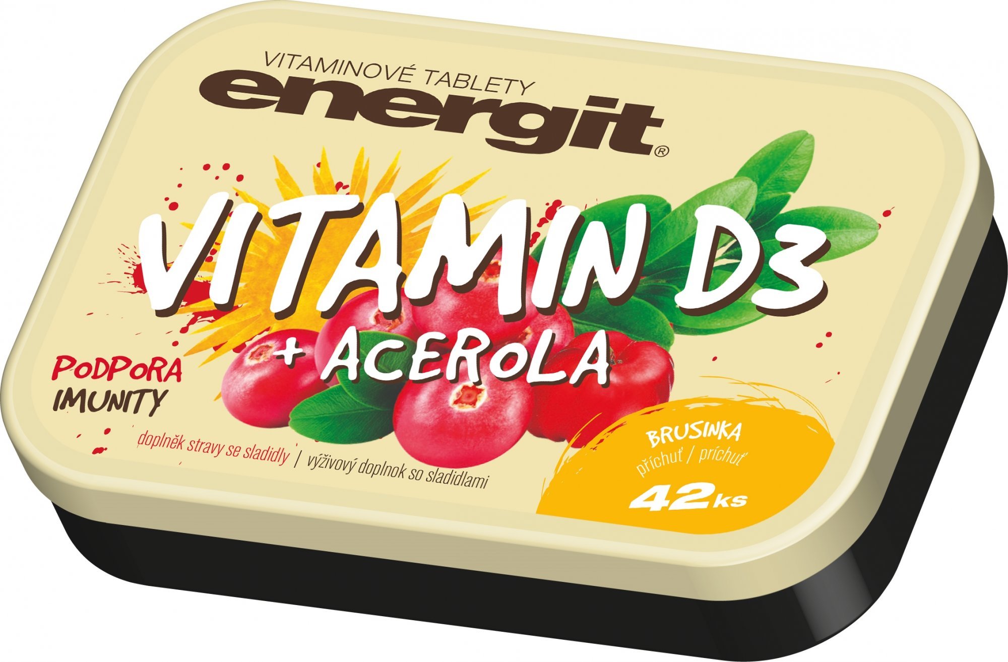 VITAR Energit Vitamin D3, 42 tablet, brusinka