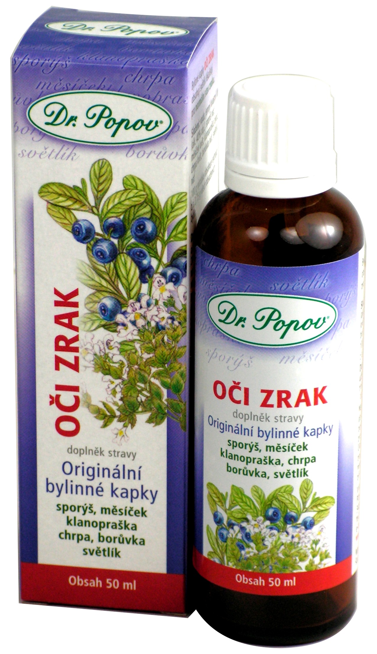 Oči – zrak, originální bylinné kapky, 50 ml Dr. Popov