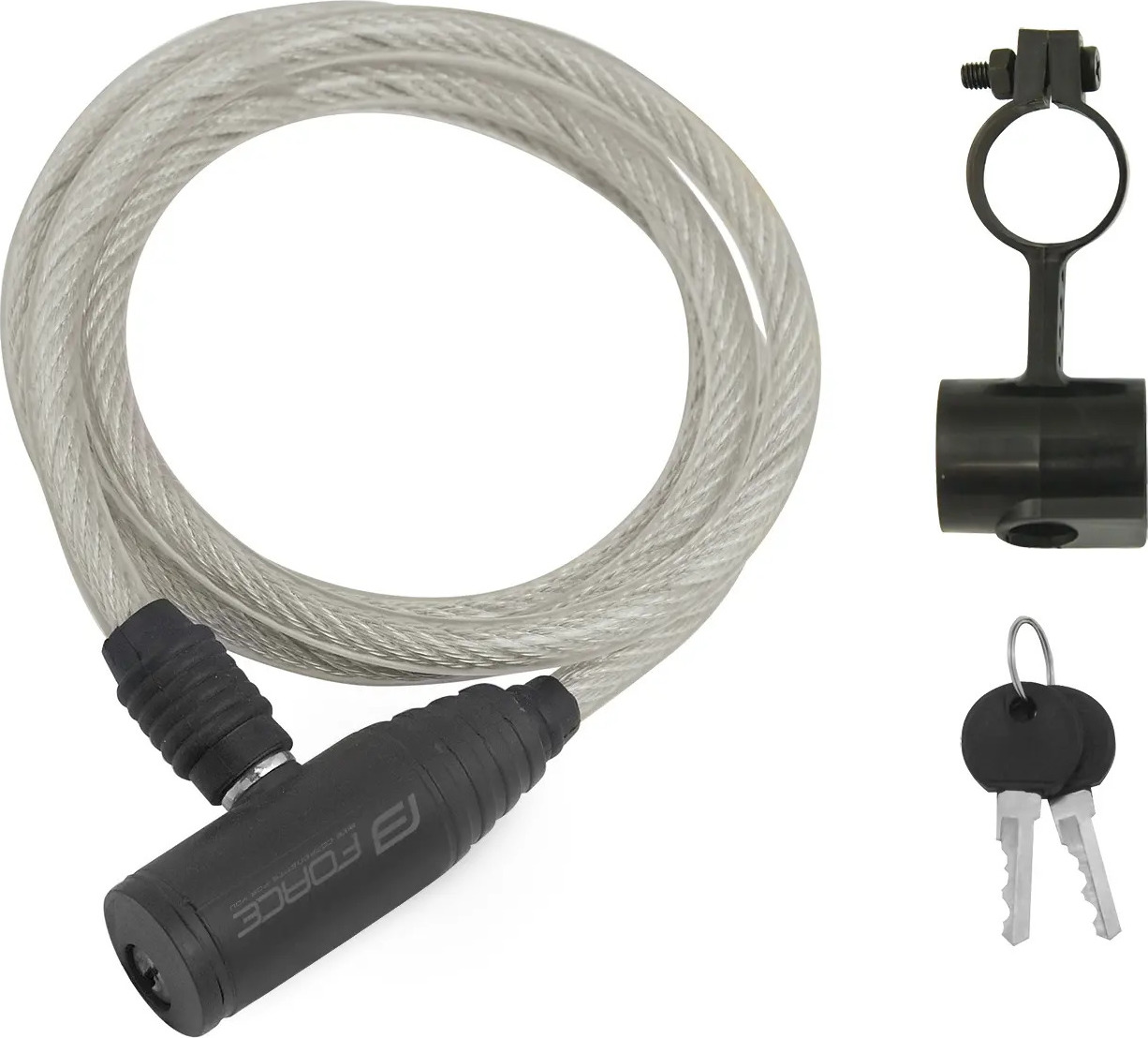 Zámek FORCE ECO spirálový s držákem 120cm/8mm, různé barvy Barva: Čirá