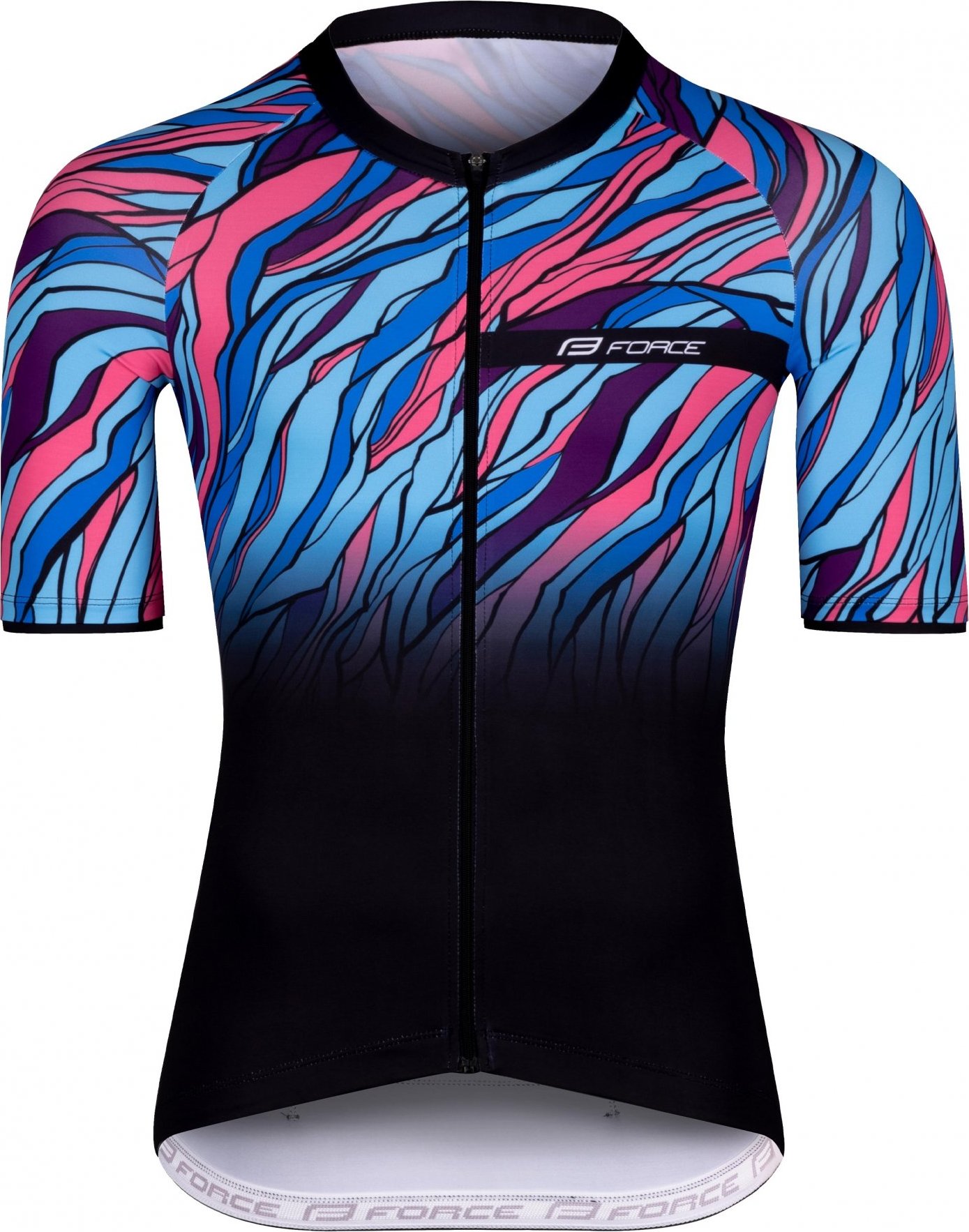 FORCE dres F LIFE kr. rukáv, černo-modro-růžový Velikost: M