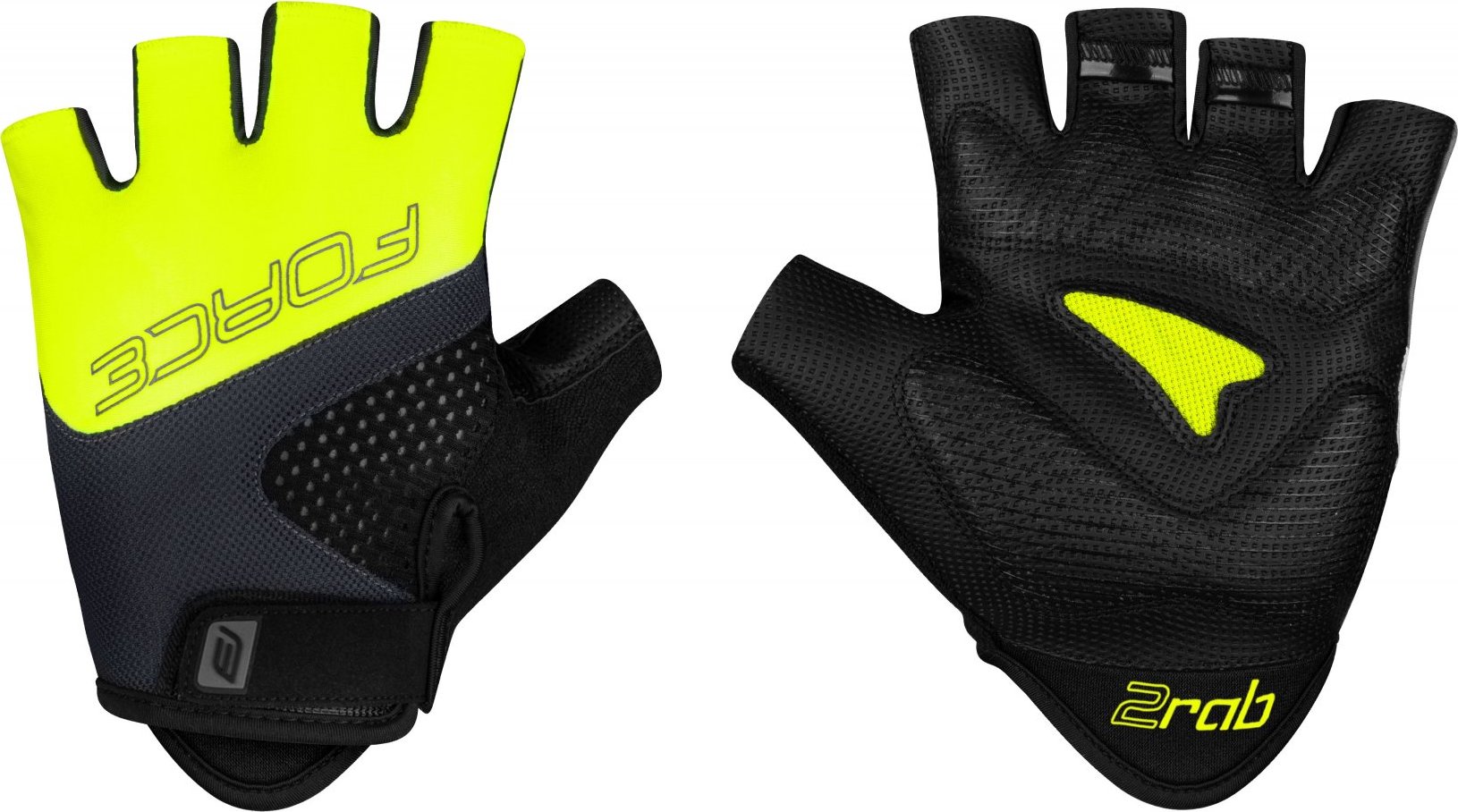 rukavice FORCE RAB 2, černo-fluo-šedé Velikost: M