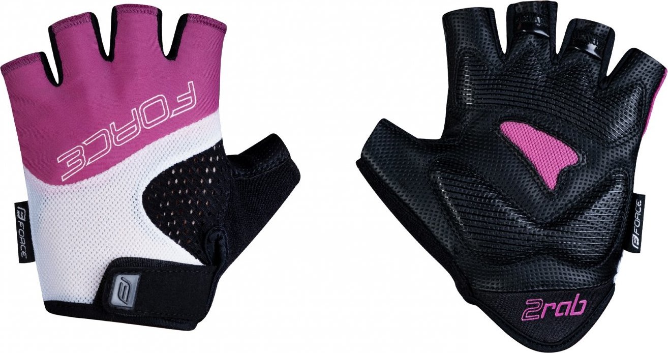 rukavice FORCE RAB 2 KID, černo-růžovo-bílé Velikost: M