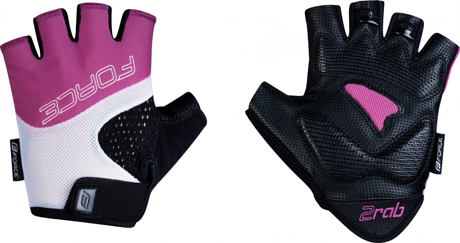 rukavice FORCE RAB 2 LADY, černo-růžovo-bílé Velikost: S