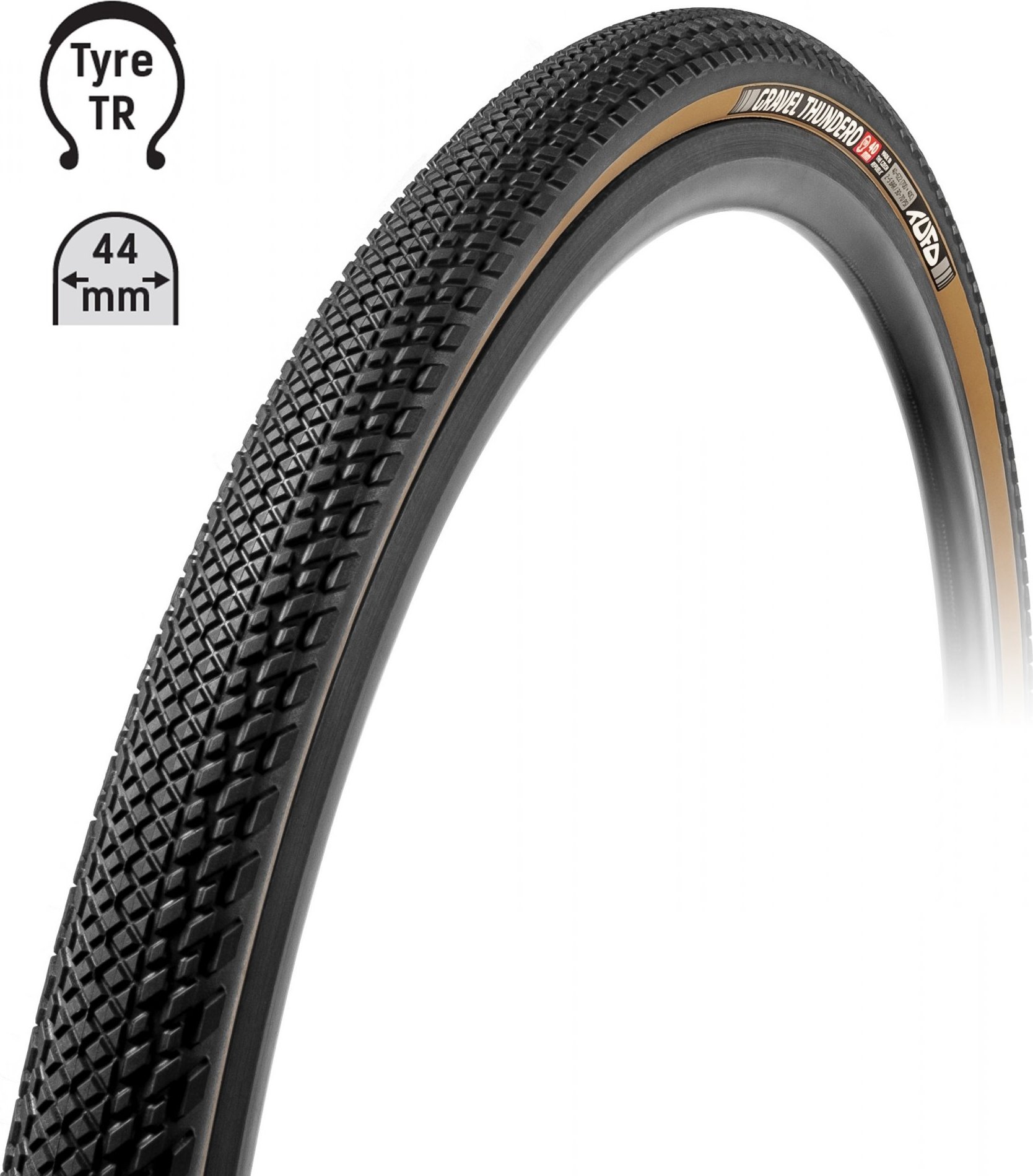 plášť TUFO Gravel THUNDERO 700x44C, bezduš.črn-béž