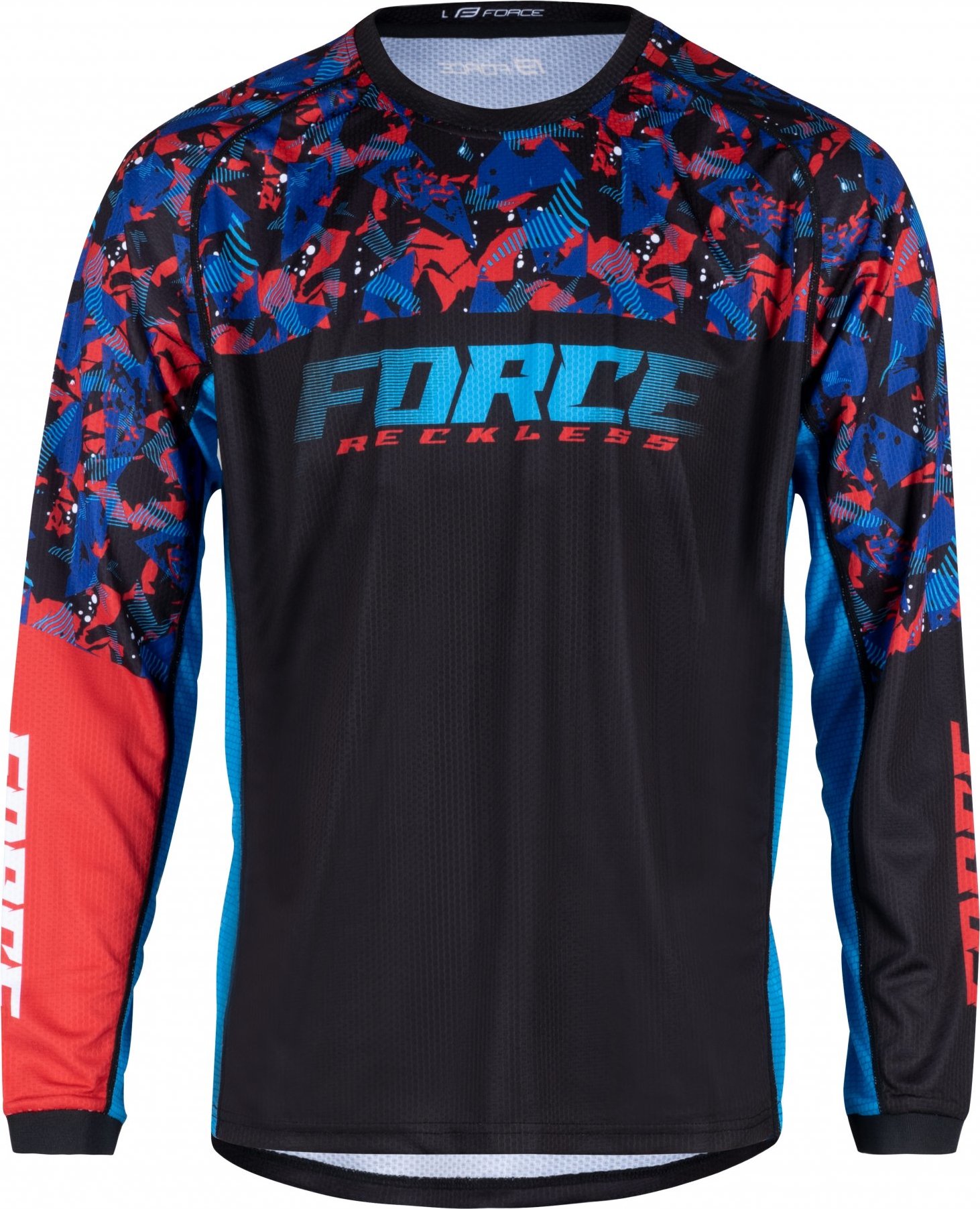 FORCE dres F RECKLESS dl. rukáv, černo-červeno-modrý Velikost: M