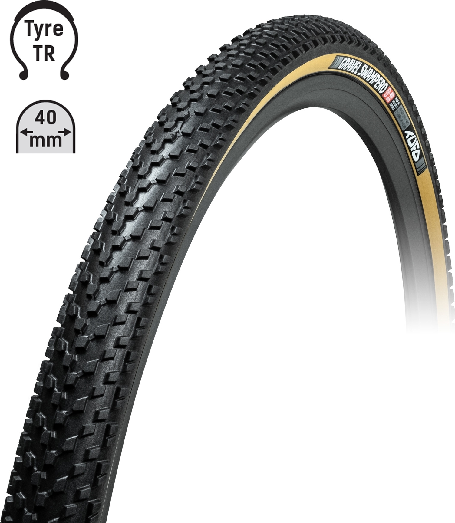 plášť TUFO Gravel SWAMPERO 700x40C, bezduš.črn/béž