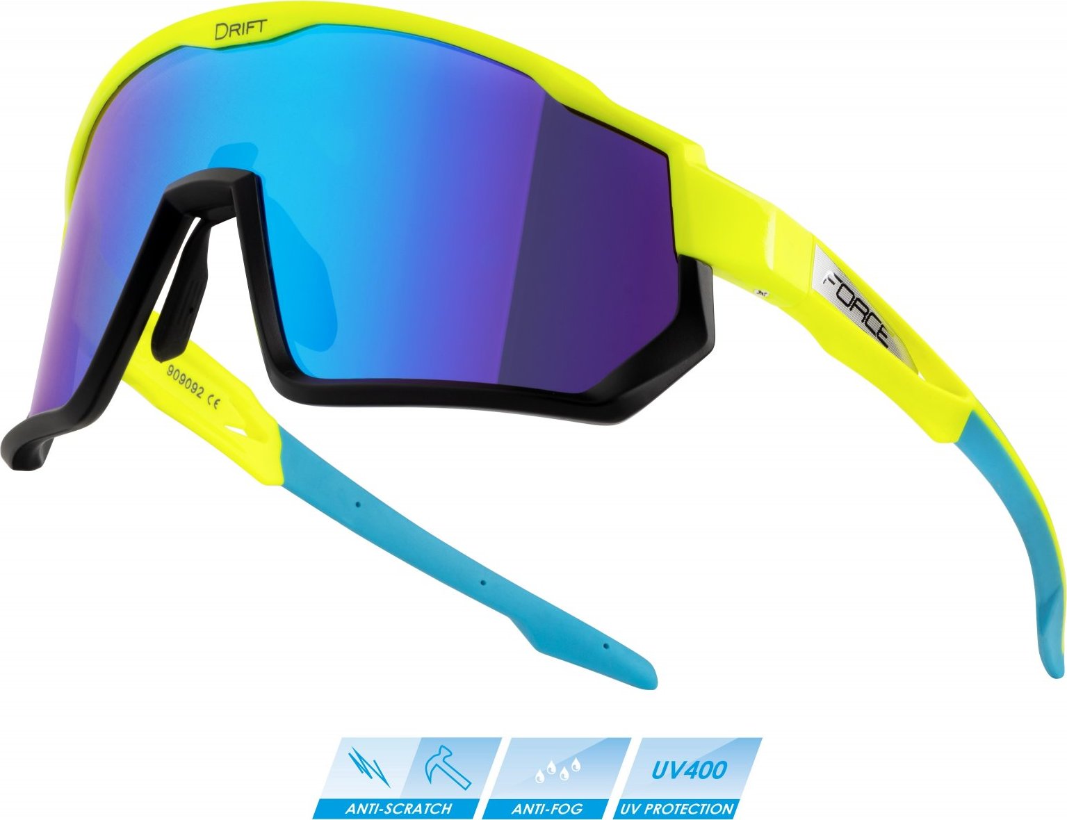 FORCE brýle F DRIFT fluo-černé,modré kontrast. revo sklo