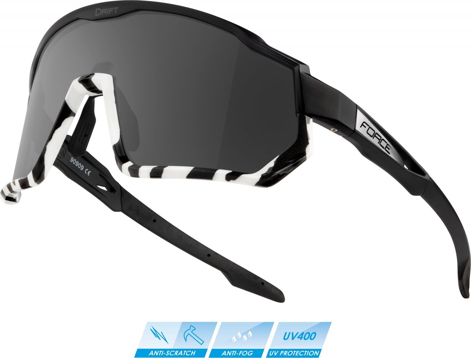 FORCE brýle F DRIFT černo-zebra,černé kontrast.sklo