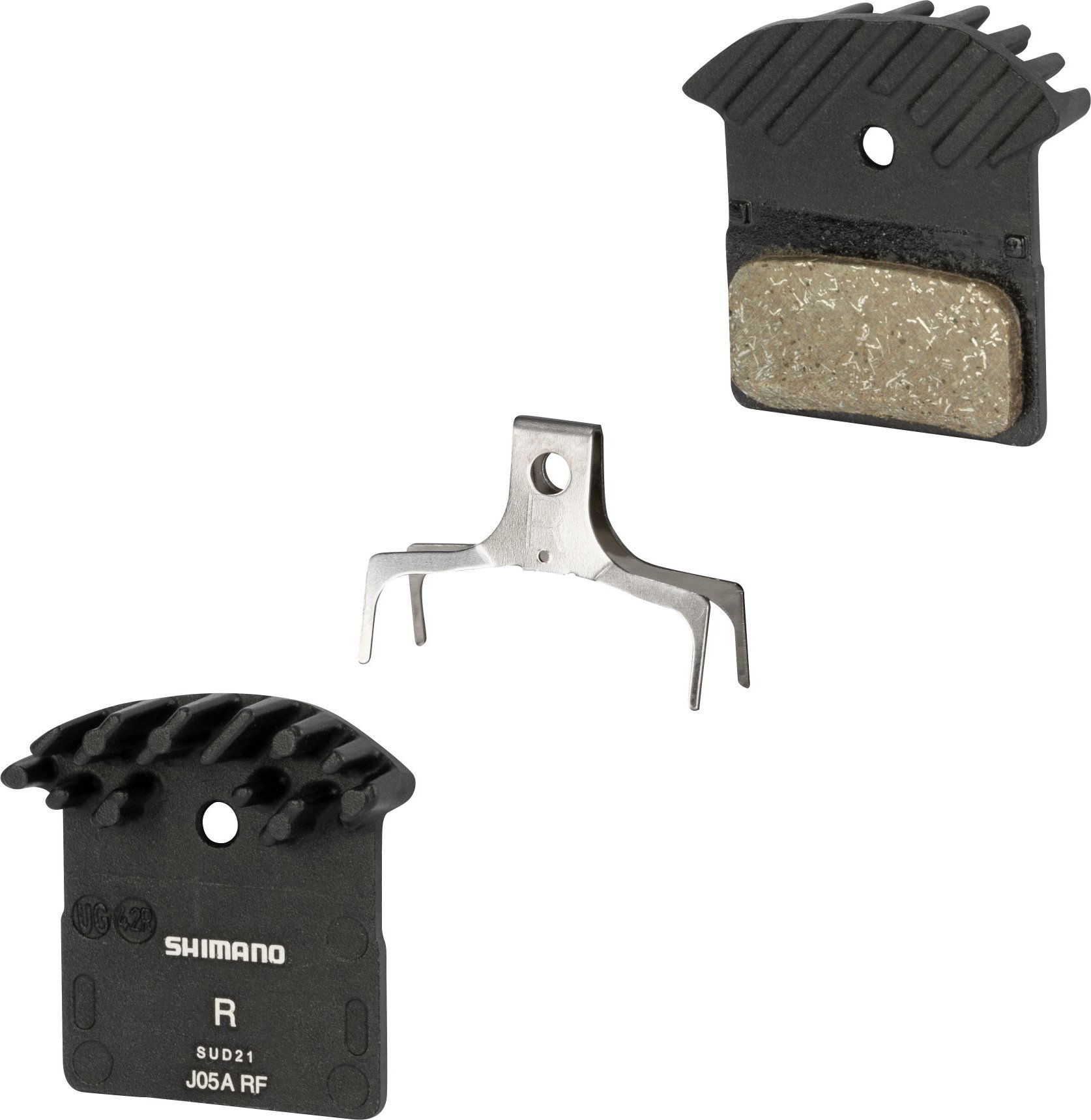 SHIMANO destičky brzd SH J05A polymer,s pružinou+chladič