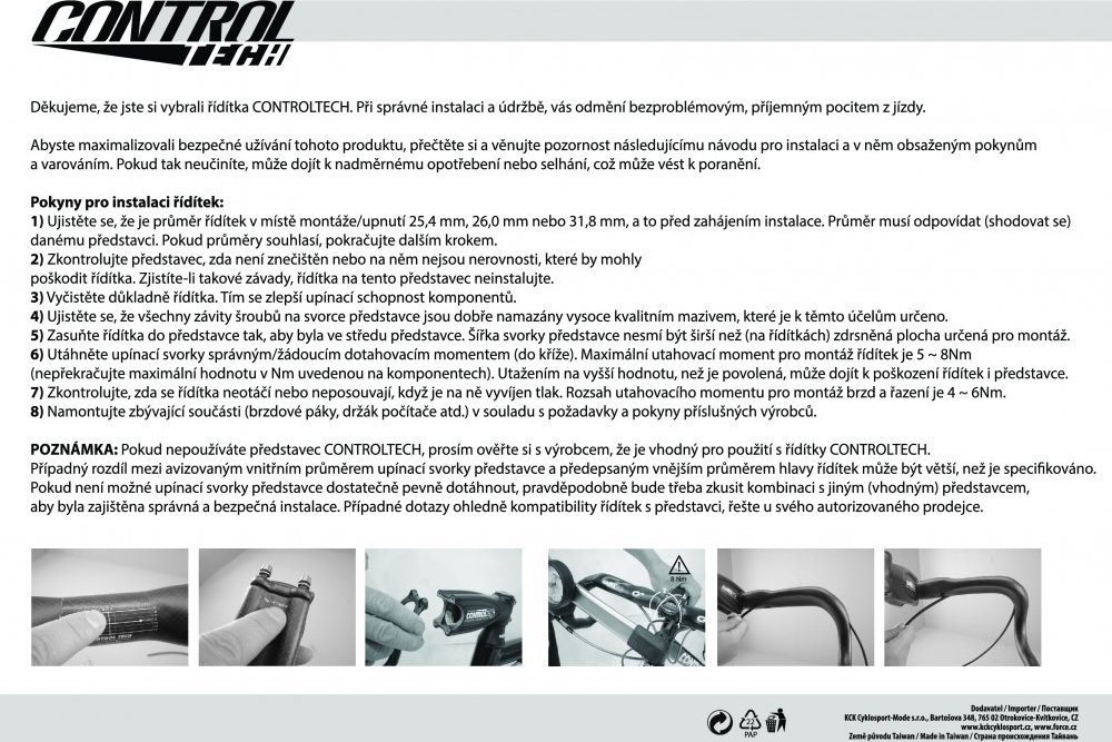 řídítka CONTROLTECH OE RISER MTB 31,8/750mm,Al,črn