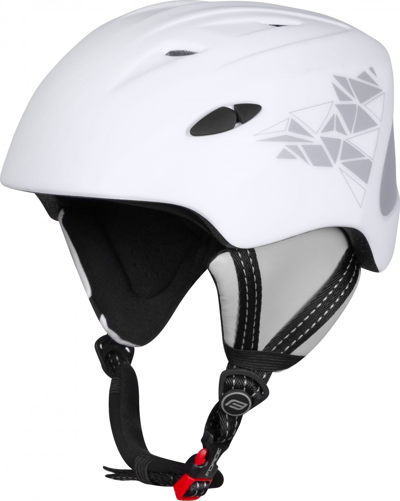 přilba FORCE SKI bílá, šedý potisk Velikost: S-M