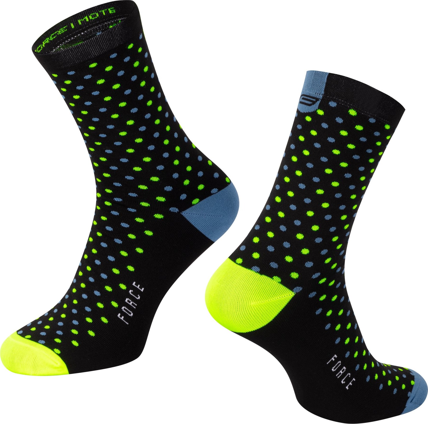 ponožky FORCE MOTE, černo-modro-fluo Velikost: S-M/36-41