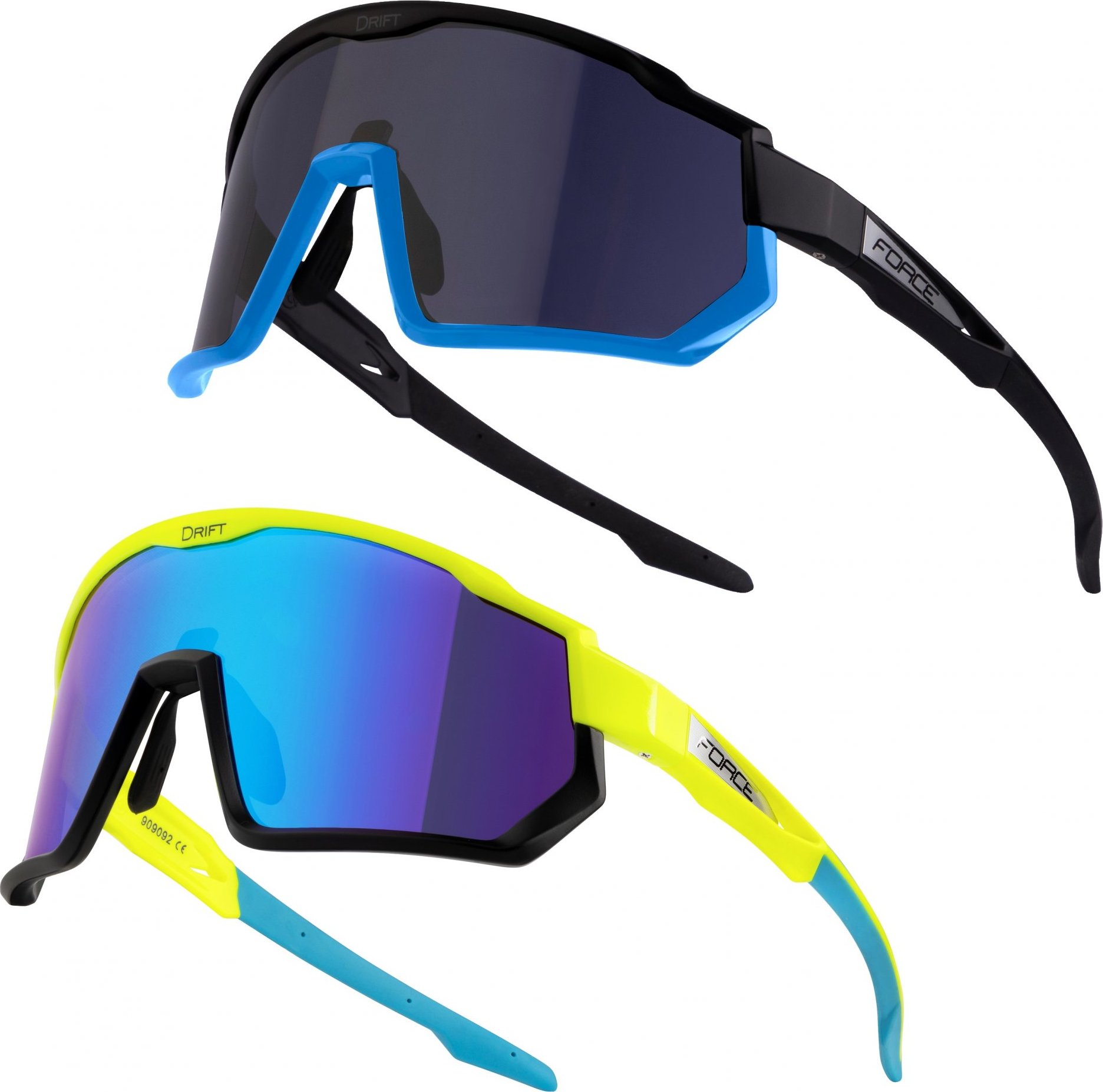 FORCE brýle F DRIFT 1x fluo +1xčerné,kontrast+černé SADA
