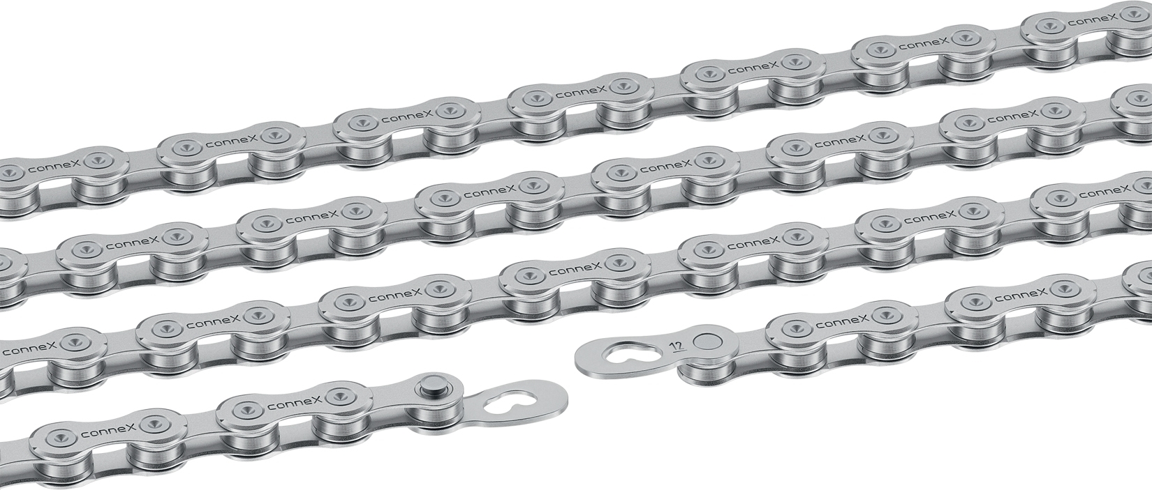 řetěz CONNEX 12sW pro 12-kolo, voskovaný, stříbrný