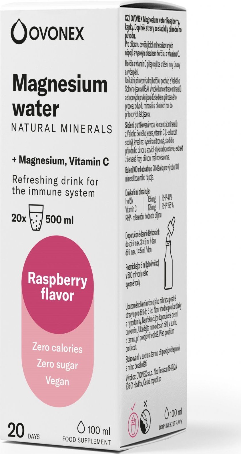 Ovonex Magnesium water Raspberry, 100 ml