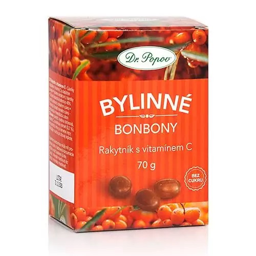 Dr. Popov Bonbony Rakytník s vitamínem C, 70 g - min. trvanlivost do 31.12.2025