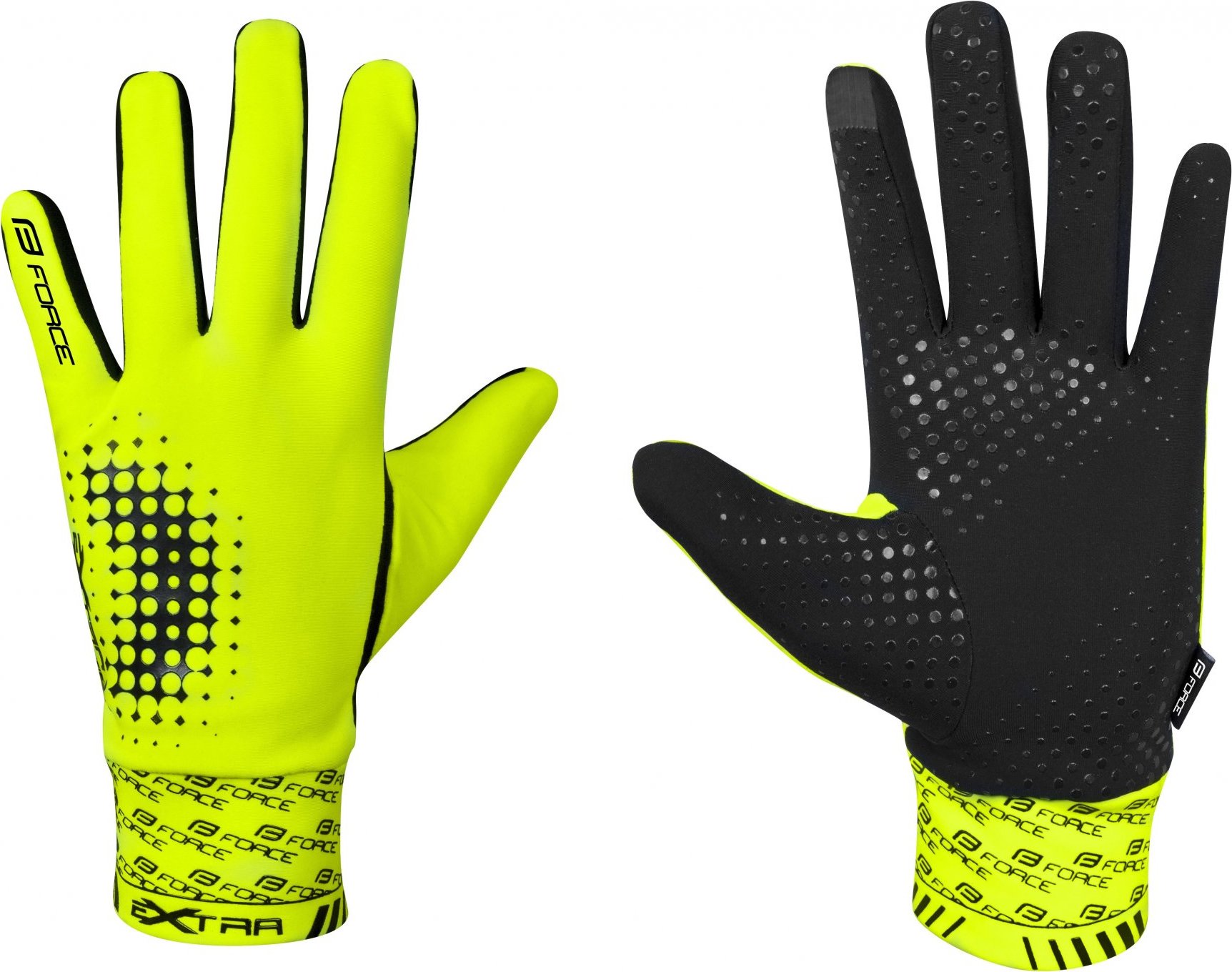 rukavice FORCE EXTRA, jaro-podzim, fluo Velikost: L