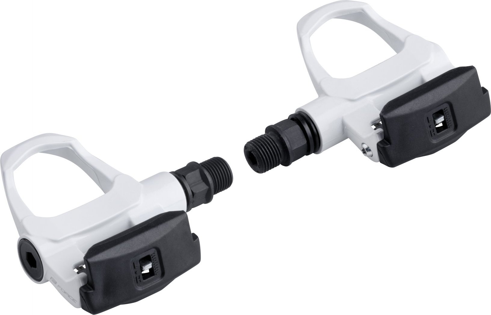 pedály FORCE nášlapné silniční + zarážky, bílé