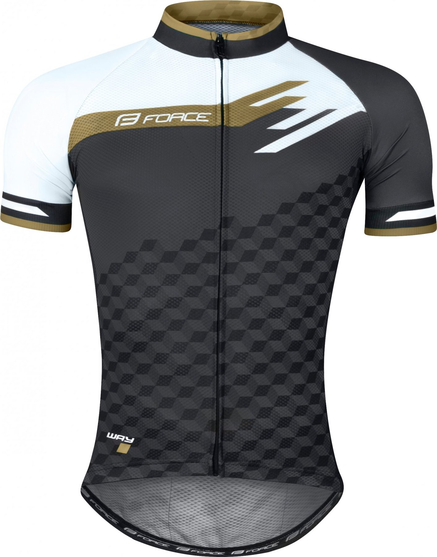 dres FORCE WAY kr. rukáv,šedo-bílo-zlatý Velikost: M