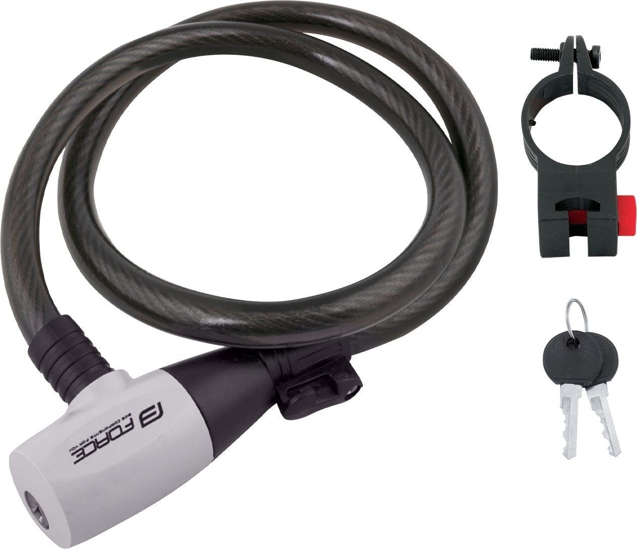FORCE zámek F RON spirálový s držákem 80cm/12mm, černý