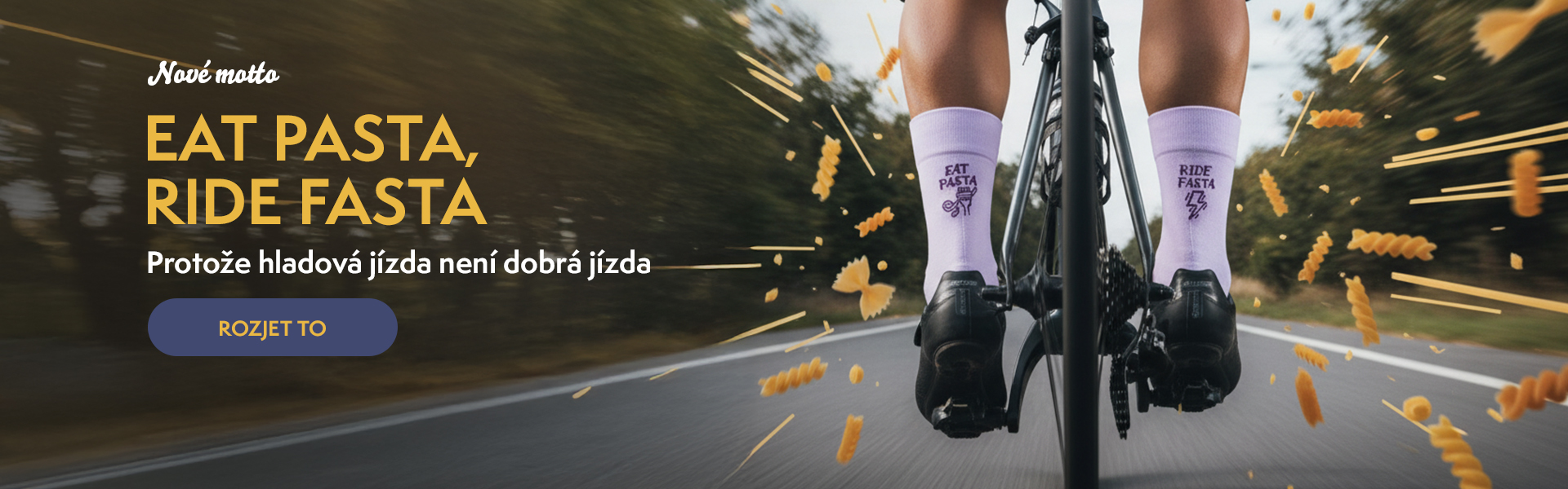 Eat pasta ride fasta nové motto cyklistických ponožek
