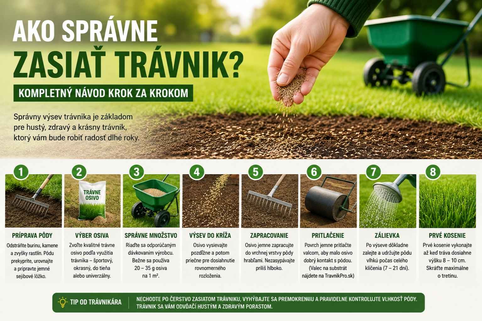 Ako správne zasiať trávnik? Kompletný návod krok za krokom