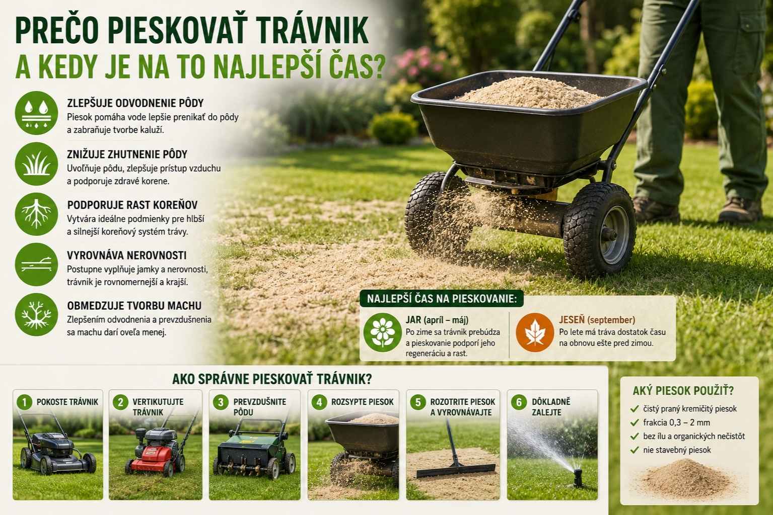 Prečo pieskovať trávnik a kedy je na to najlepší čas?