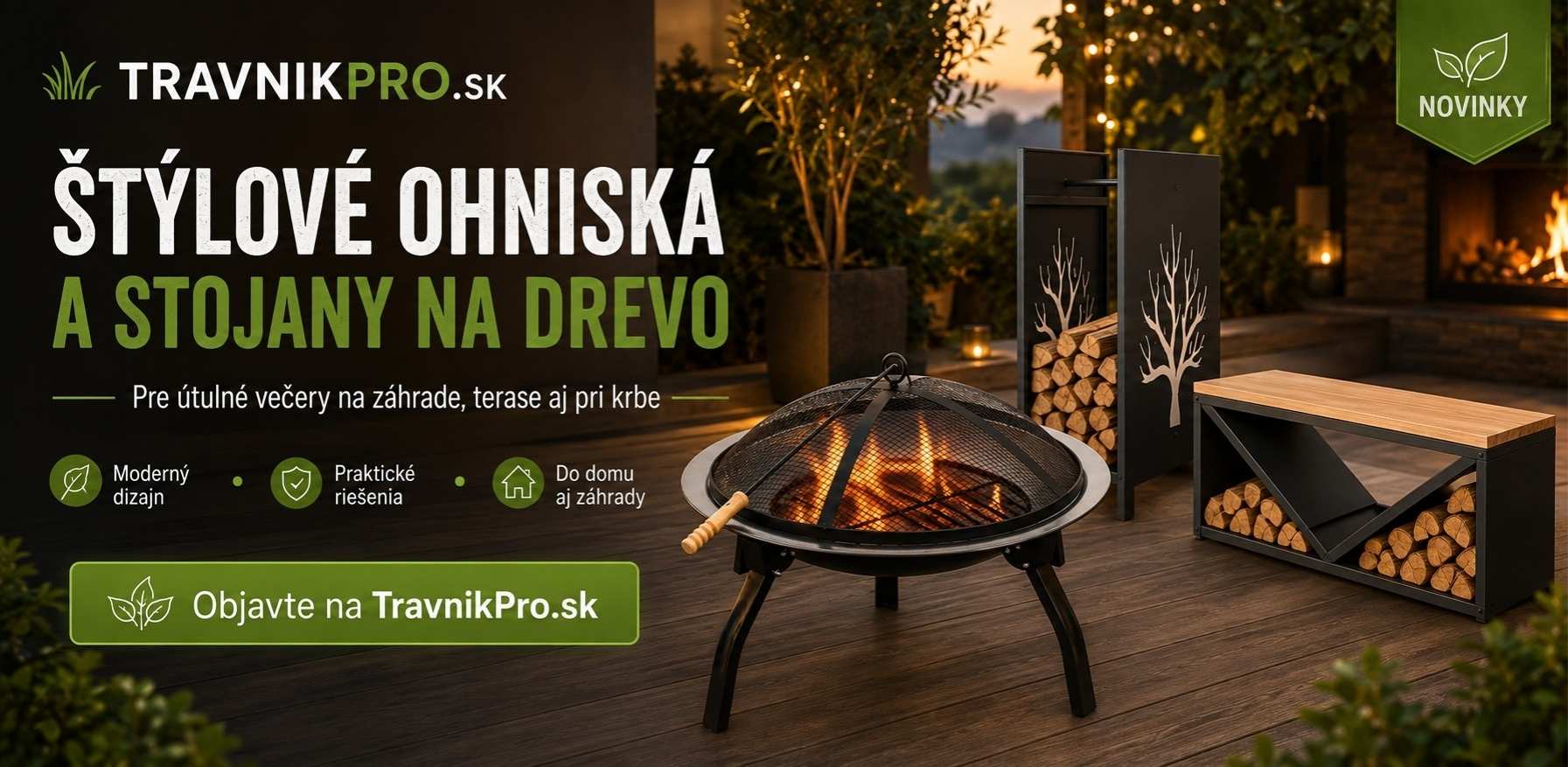 Štýlové ohniská a stojany na drevo