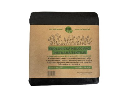Ekologická netkaná textilie ECO PLA, 60g/m2, 5m x 1,6m - černá, 100% rozložitelná