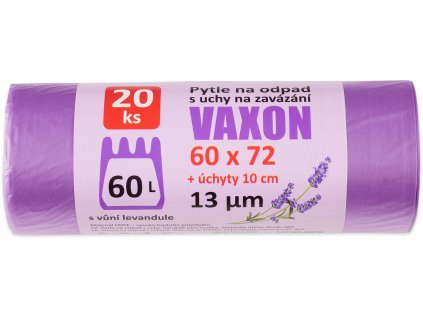 Pytle na odpadky Vaxon 60 l – 20 ks, 13 µm, vázací, fialové, vůně levandule