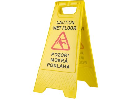 Bezpečnostní cedule 60 × 30 cm – Pozor! mokrá podlaha / Caution Wet Floor (CZ/EN)