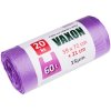 Pytle na odpadky Vaxon 60 l – 20 ks, 15 µm, s uchy, fialové