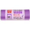 Pytle na odpadky Vaxon 60 l – 20 ks, 13 µm, vázací, fialové, vůně levandule