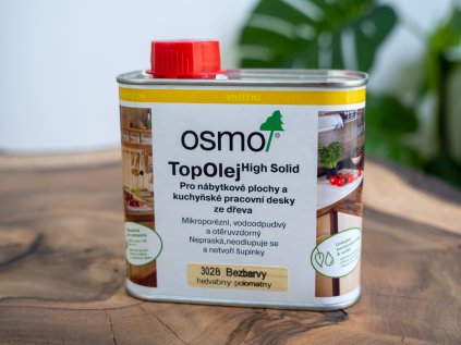 Osmo Top Olej High Solid 3028 Bezfarebný Hodvábny Polomatný na Masívne Drevo 500 ml