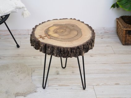 Konferenčný Stôl, Orech s kôrou 50 cm s Motýliky
