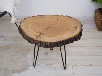 Konferenčný Stôl, Dub s kôrou 60 cm s Motýliky
