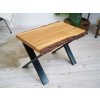 Dubový konferenční stolek z přírodní masivní fošny 40-45x70 cm + Podnože do X