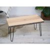 Jaseňový konferenčný stolík z prírodnej masívnej fošne 35-40x70-80 cm + Hairpin nohy Podľa výberu