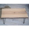 Jasanový konferenční stolek z přírodní masivní fošny 35-40x70-80 cm + Hairpin nohy Dle výběru