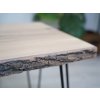 Jasanový konferenční stolek z přírodní masivní fošny 35-40x70-80 cm + Hairpin nohy Dle výběru