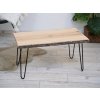 Jasanový konferenční stolek z přírodní masivní fošny 35-40x70-80 cm + Hairpin nohy Dle výběru