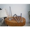 Industrial Hairpin Podnož Noha 2 ramenná Strieborná 1ks