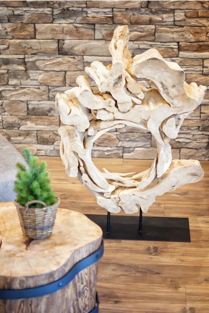 Velká dřevěná dekorace Circle Root 100 cm