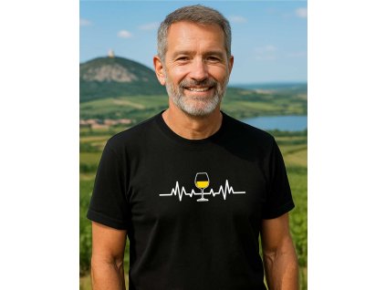pánské tričko ekg víno bílé
