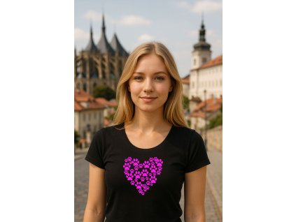 srdce z kočičích tlapek tričko