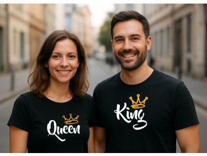 Trička pro páry King a Queen s korunkou