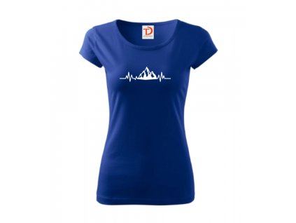 dámské tričko EKG hory královské modré