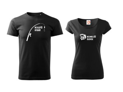 Párová trička Nejlepší rybář a nejmilejší úlovek (Dámská velikost XS, Pánská velikost 5XL)