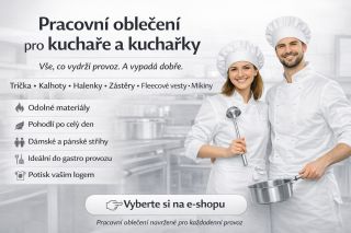 👨‍🍳👩‍🍳 Styl, který patří do kuchyně 🔥 Pracovní oblečení pro kuchaře a kuchařky, kteří vaří srdcem a makají naplno. V naší...